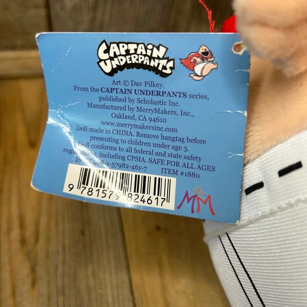 MerryMakers Captain Underpants Plush Doll Dav Pilkey Scholastic Red Cape NWT